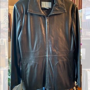 Nine West women’s leather jacket - black- size L